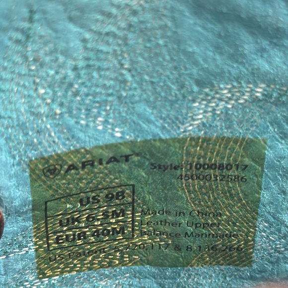 Ariat Tombstone Leather Roper Boots Midi Calf Wide Square Toe Brown Turquoise 9B - Picture 8 of 16